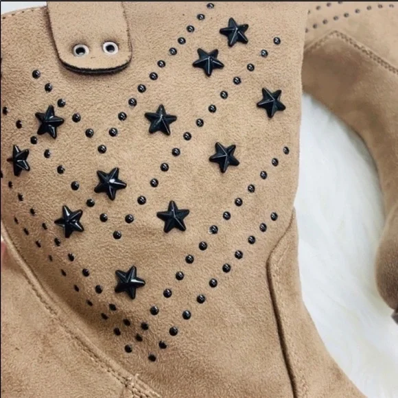 TIARA Taupe Star Studded WesternStyle Ankle Bootie - Picture 3 of 4